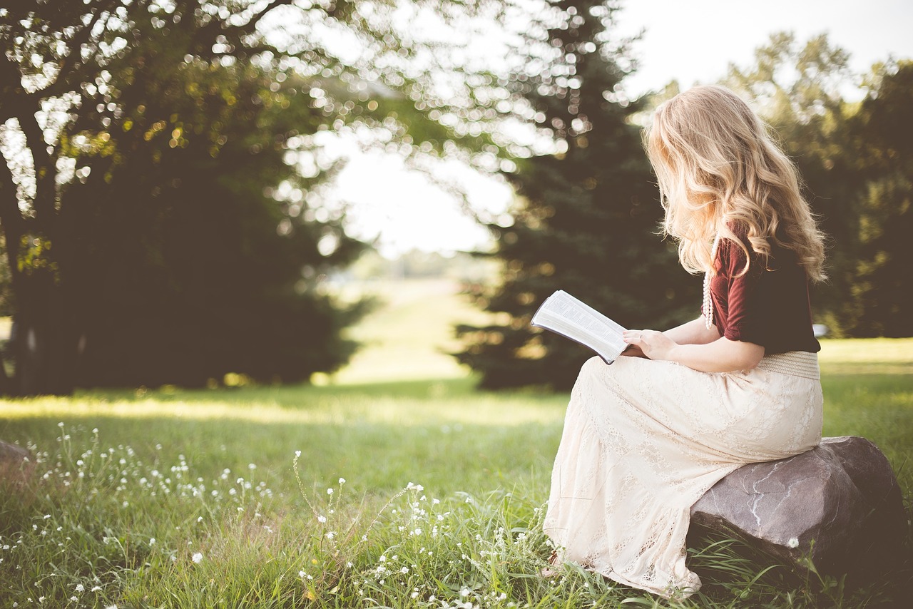 girl book sitting alone rock 2604837